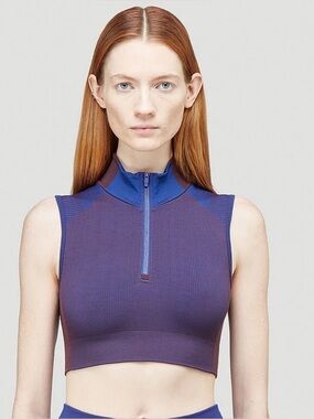 Y-3 CLASSIC SEAMLESS RIB KNIT SPORT CROPPED TOP